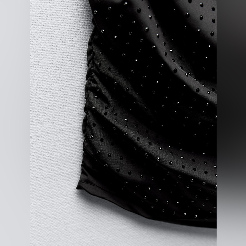 Zara Black Embellished | Bedazzled Mini Dress - Picture 4 of 10